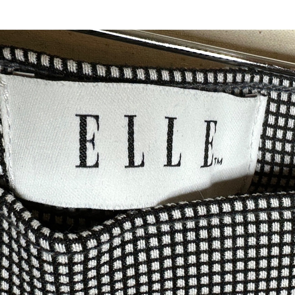 Elle Square Print Pull On Elastic Waist Dress Pants size Large Black/White - Picture 2 of 8